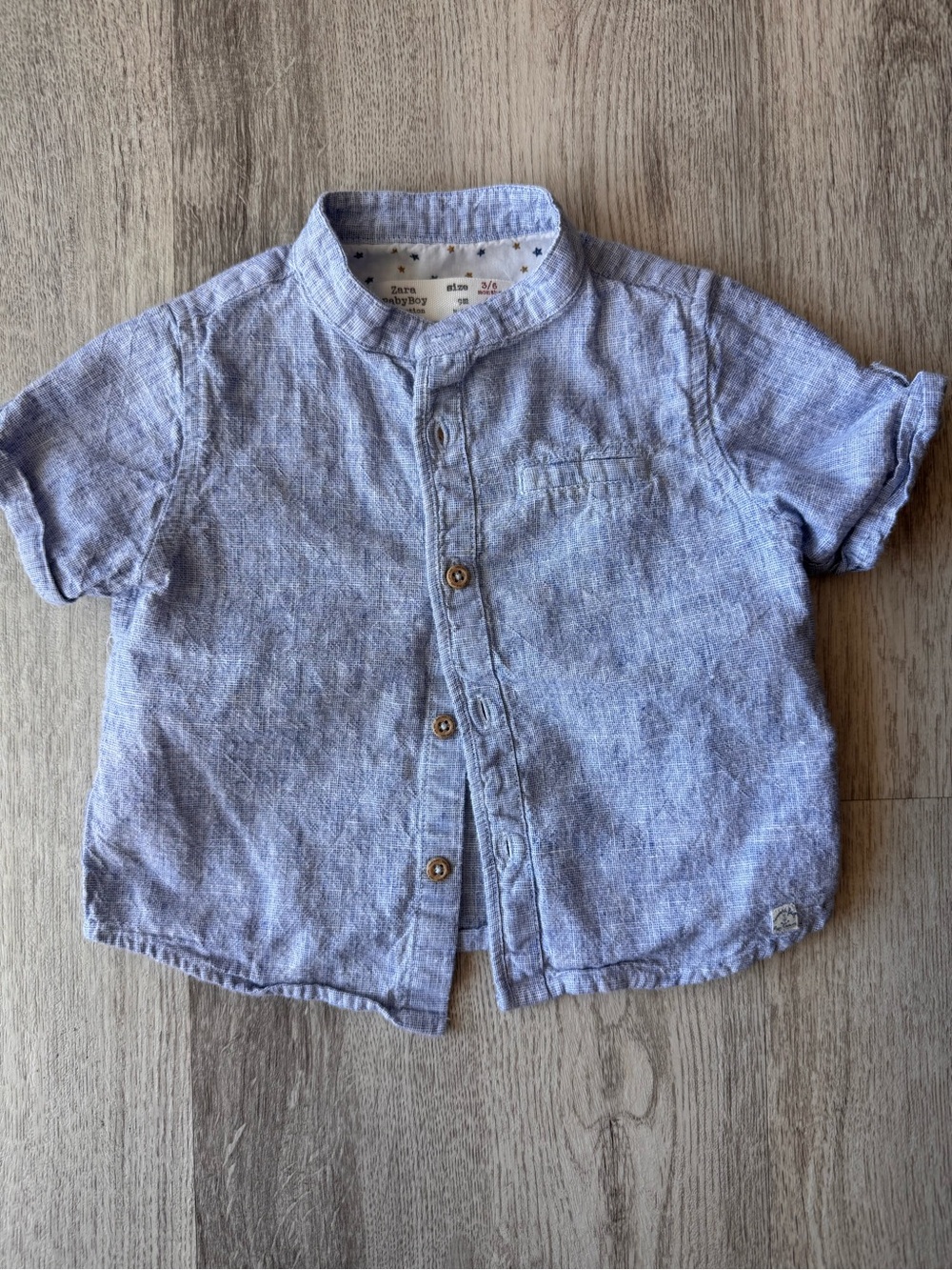 Zara Light Blue Short Sleeve Button-Down Shirt